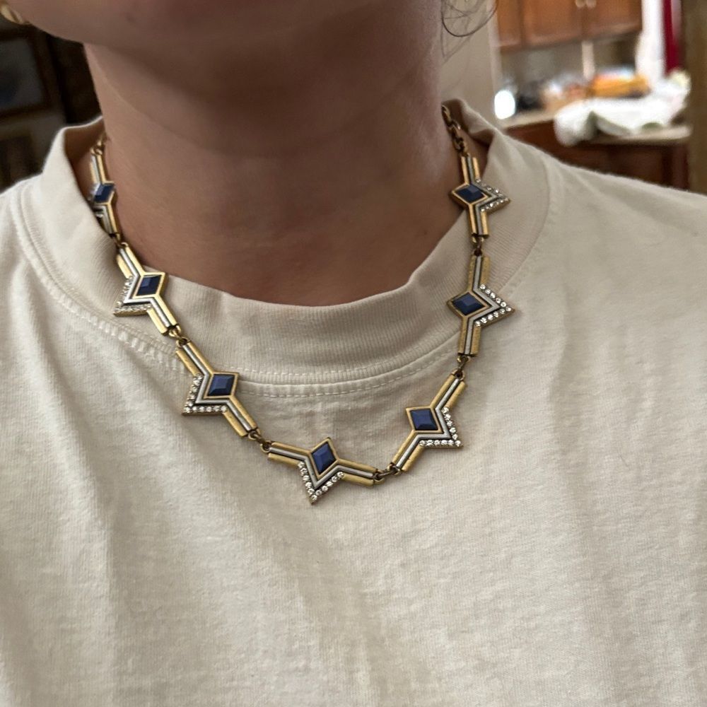 J. Crew Gold and Blue Geometric Necklace - Picture 9 of 12